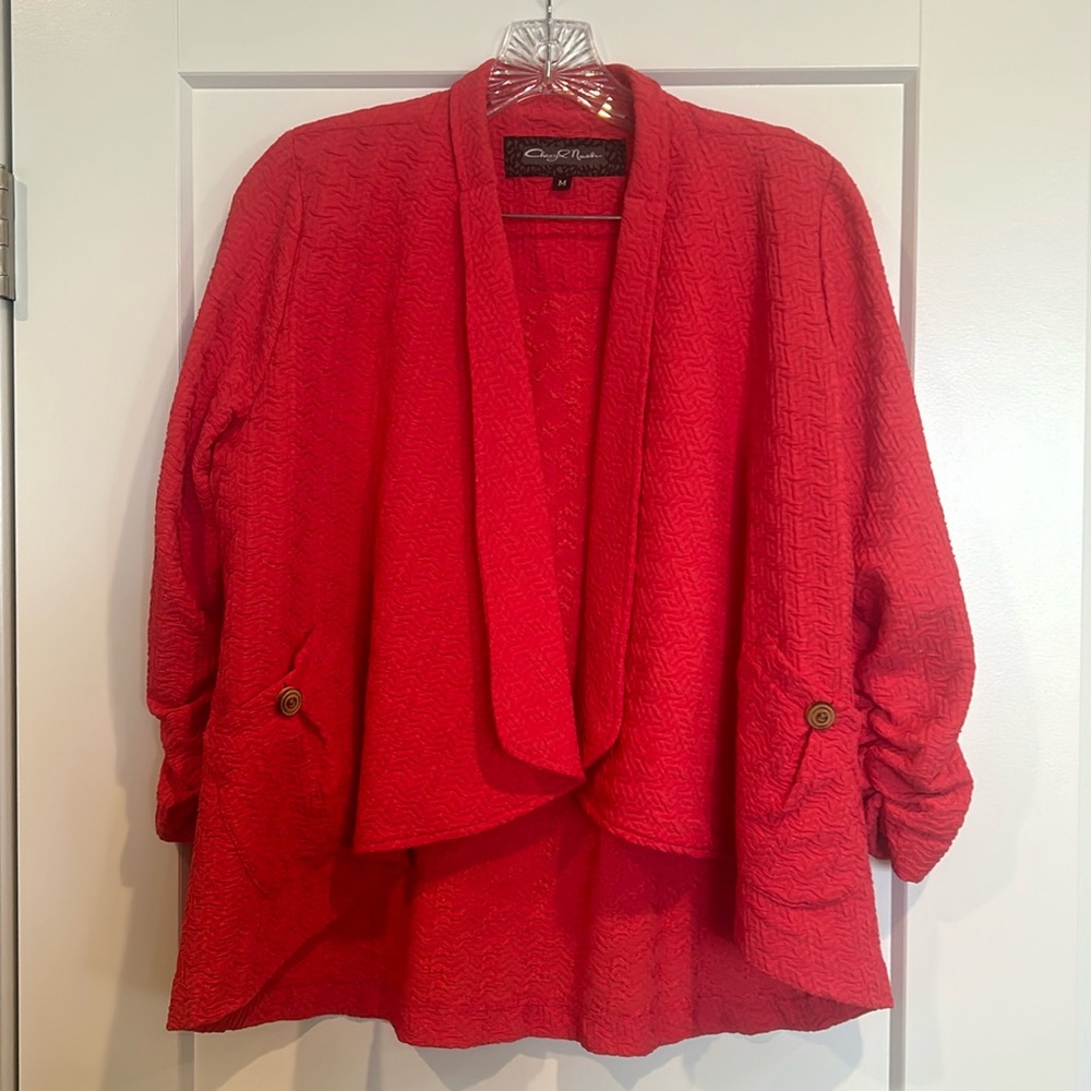Beautiful coral-colored Cheryl Nash jacket size M.